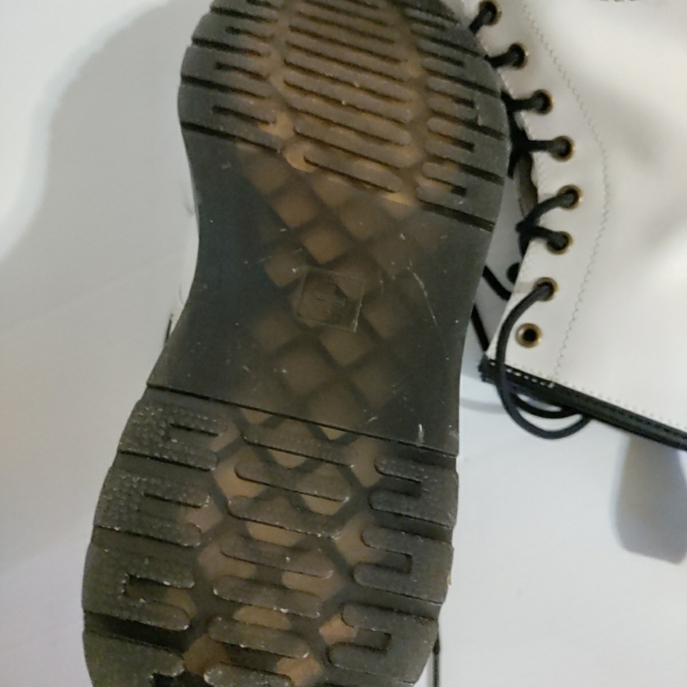 Dr Martens White Air Wair Combat BOOTS Womens 10 Lace-up Ankle AW004 ZAVALA - Picture 6 of 8